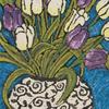 Purple and White Tulips on Teal